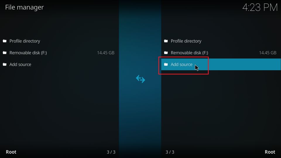 Double-click Add source