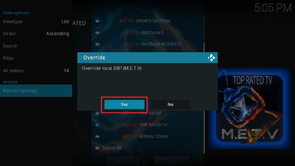 click on yes button