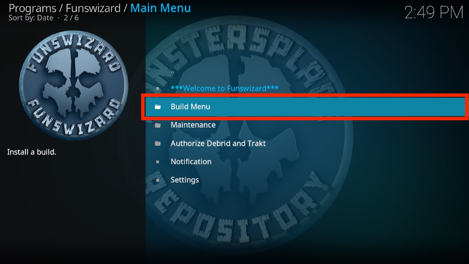 click on build menu