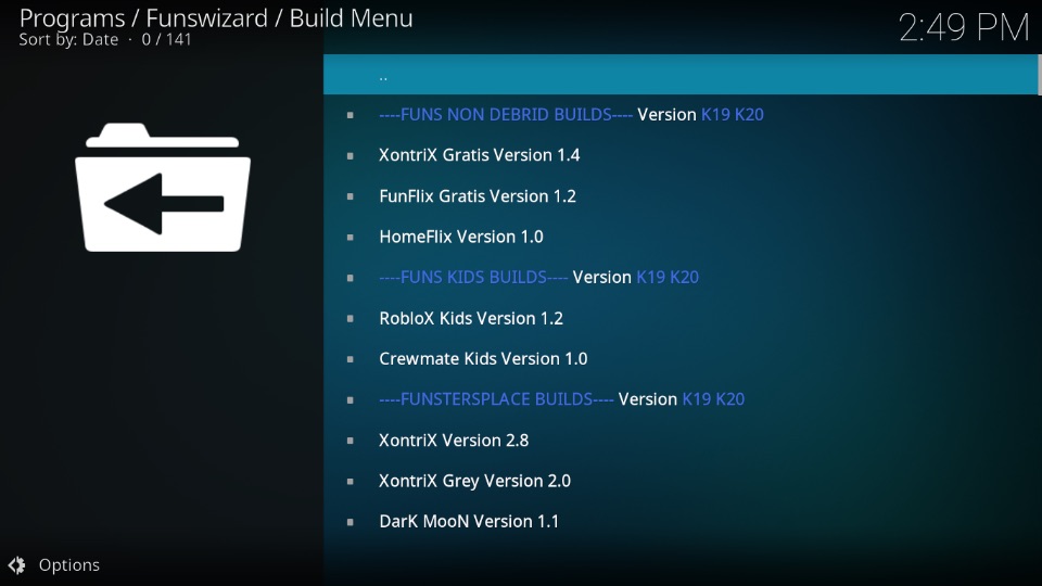 list of available builds