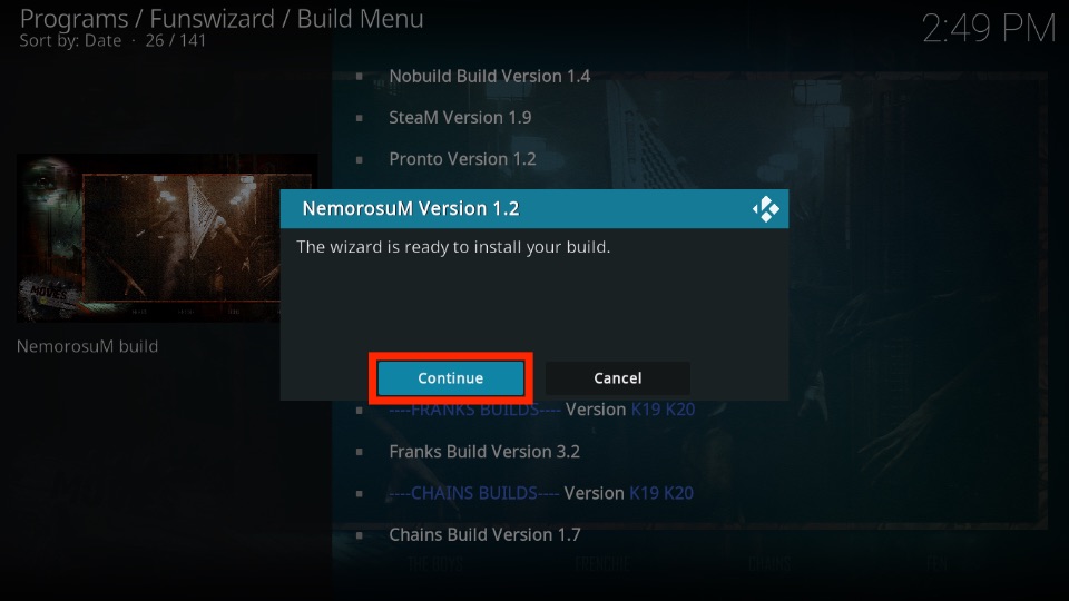 click on continue button