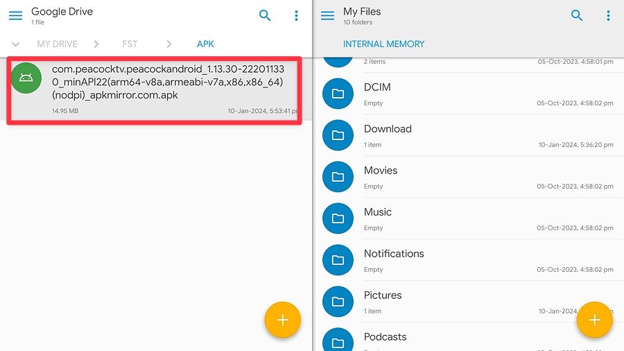select the apk file