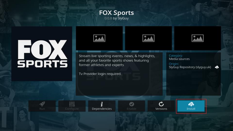 install fox sports kodi addon