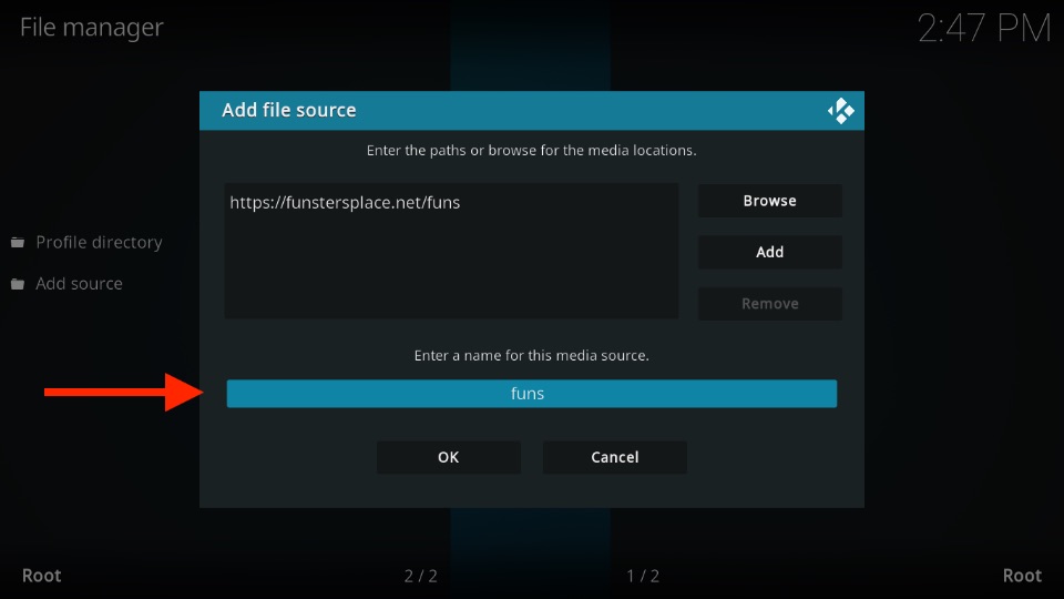 enter media source name