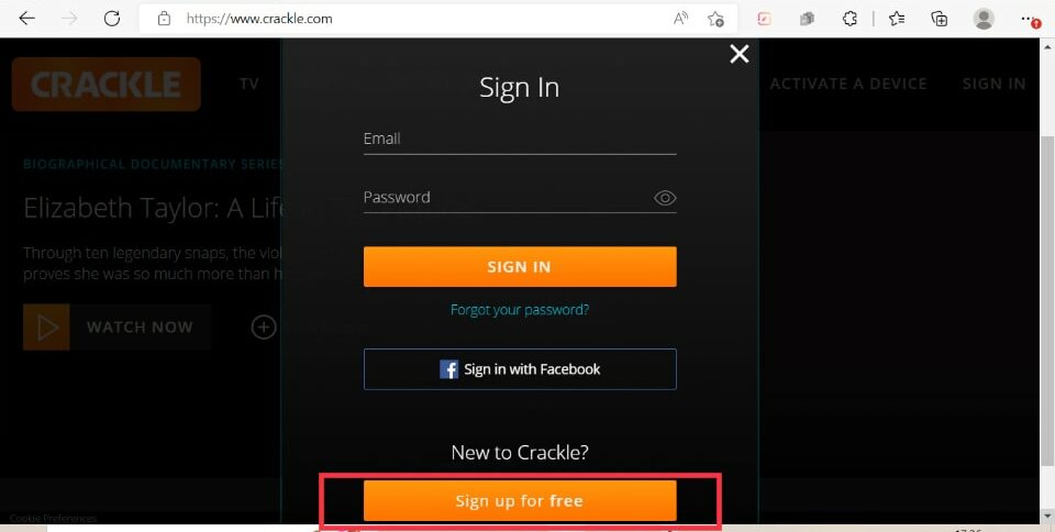 click on sign up