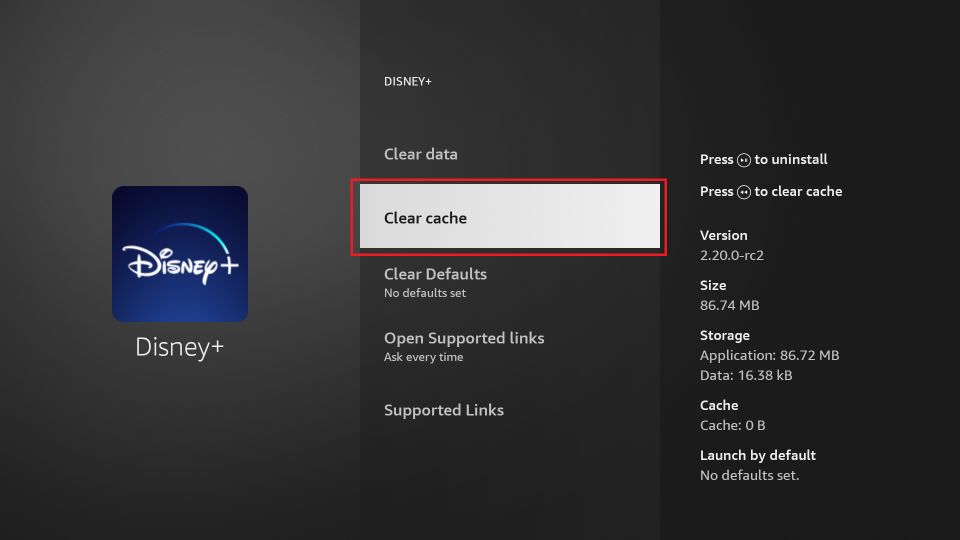 select the Clear cache