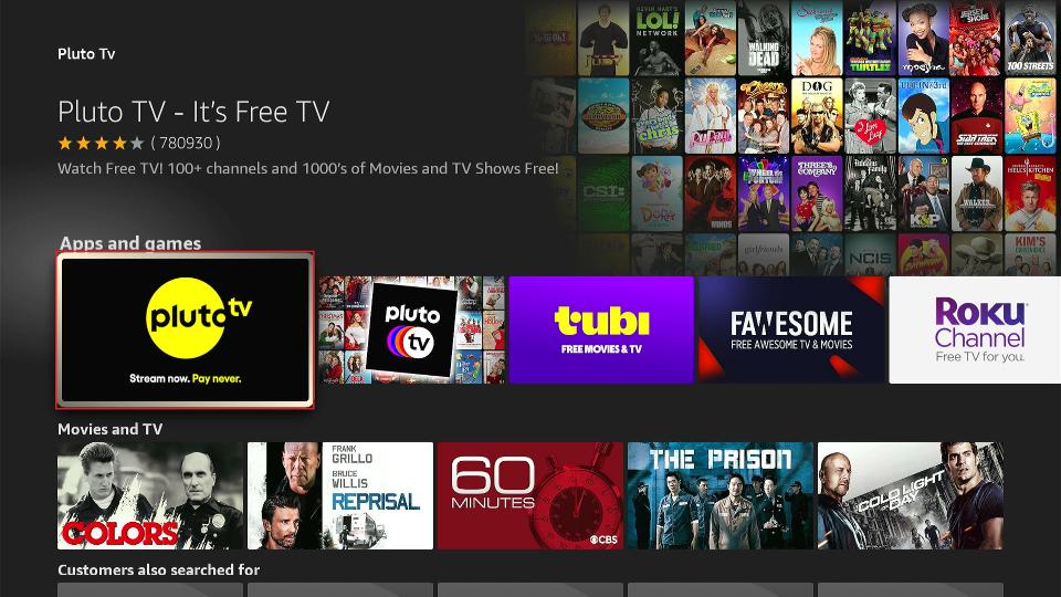select pluto tv tile