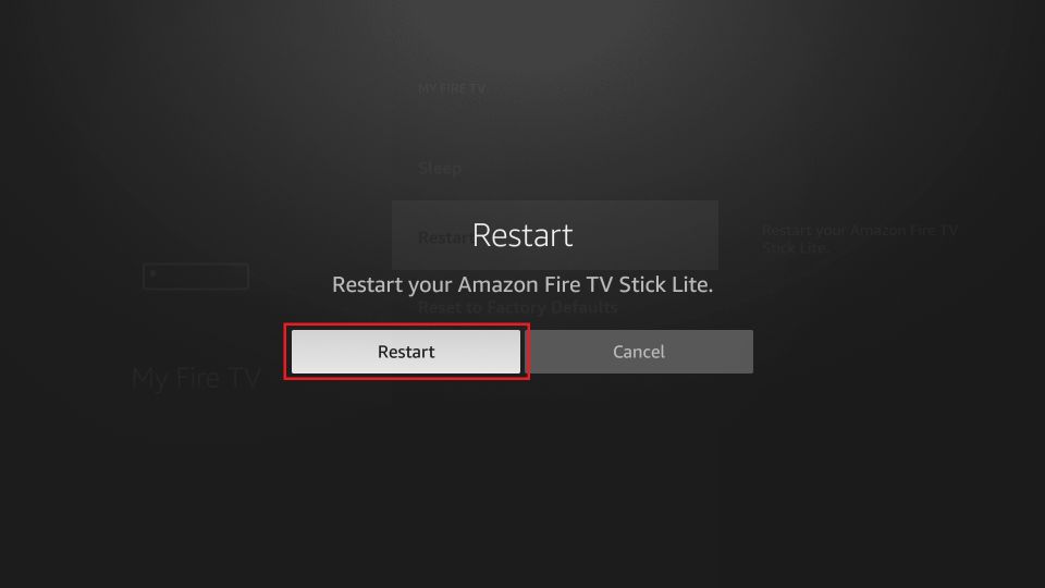 click on Restart button