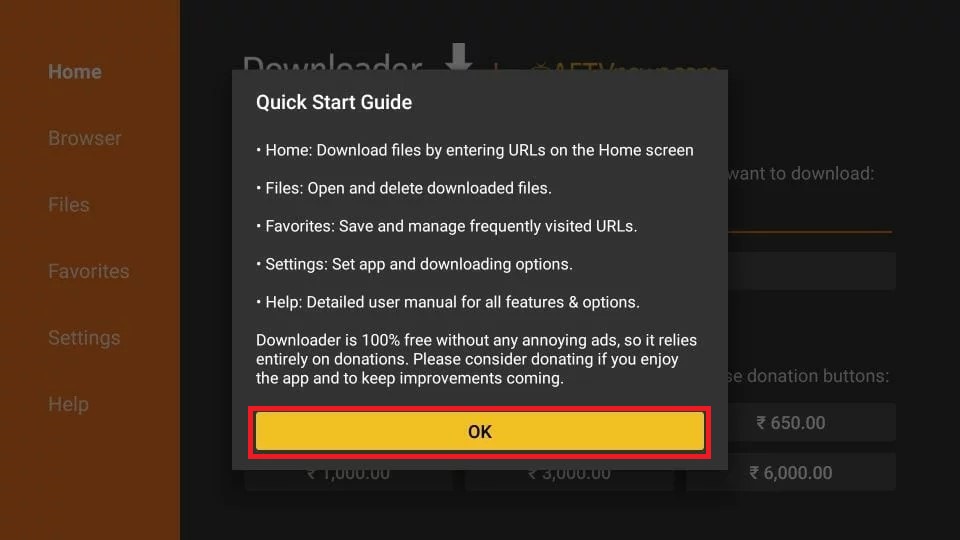 click on ok button