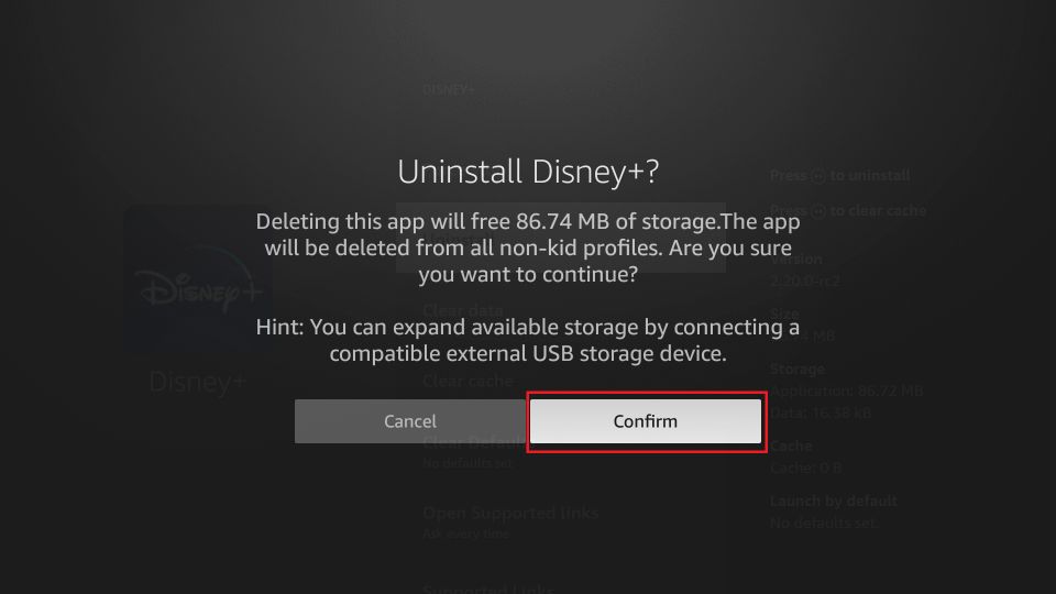 select confirm button