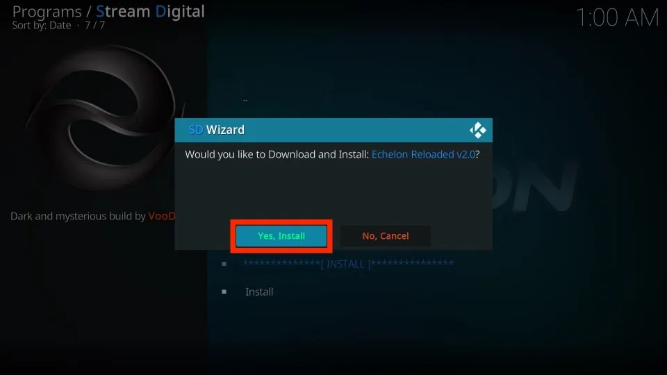 click yes, install