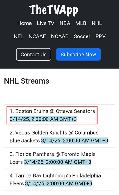 select live tv channel