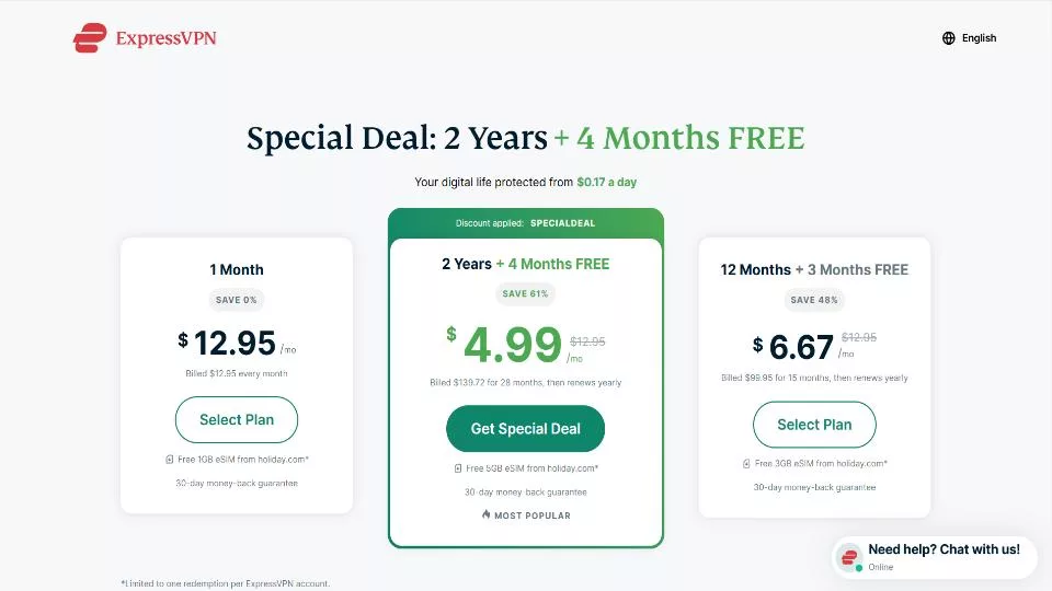expressvpn pricing